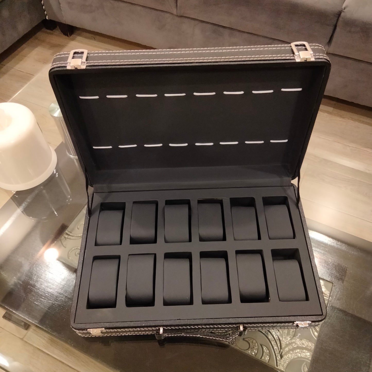 Premium Quality 12 grid PU leather watch display box or watch organizer