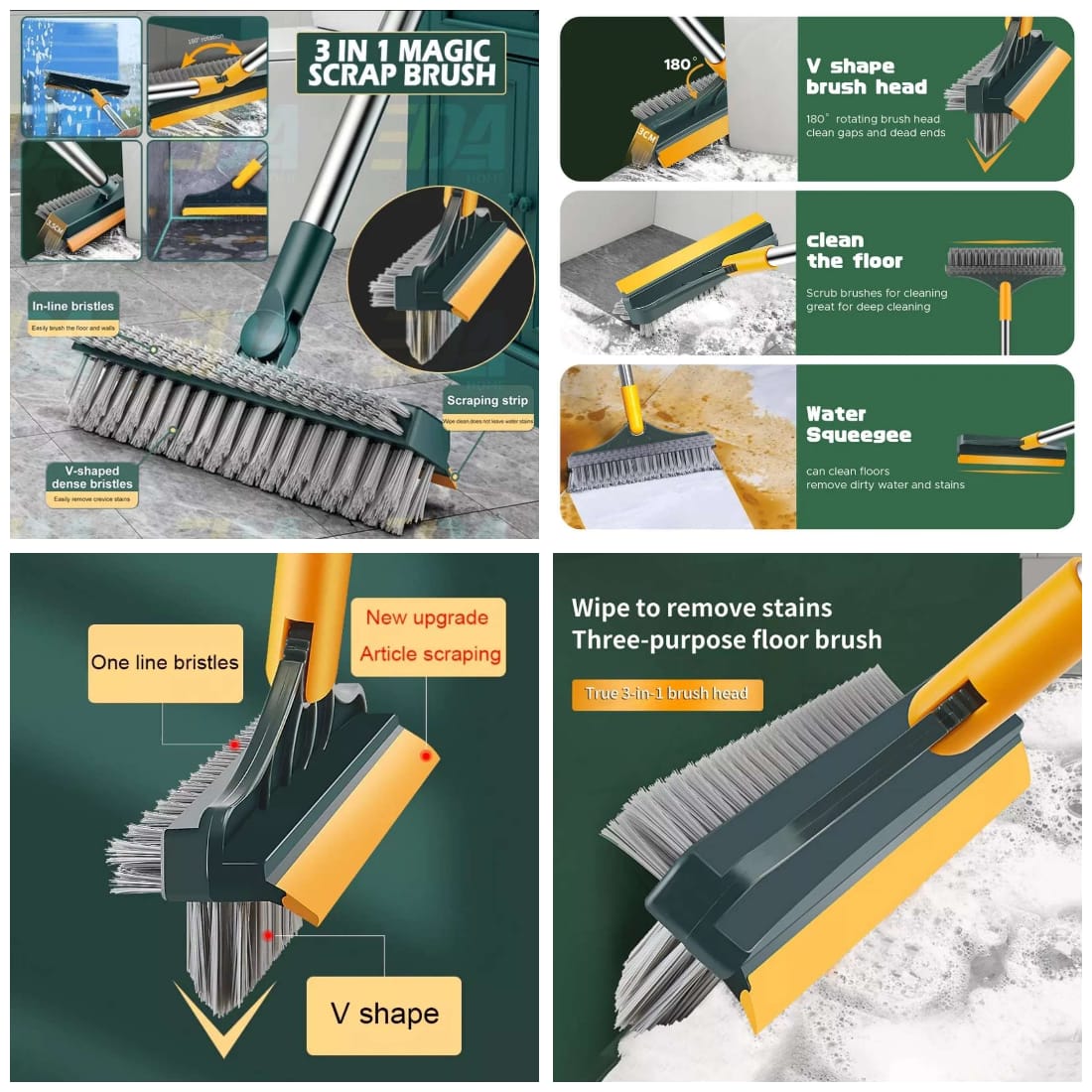 3in1 Wiper Brush Bathroom Corner Broom