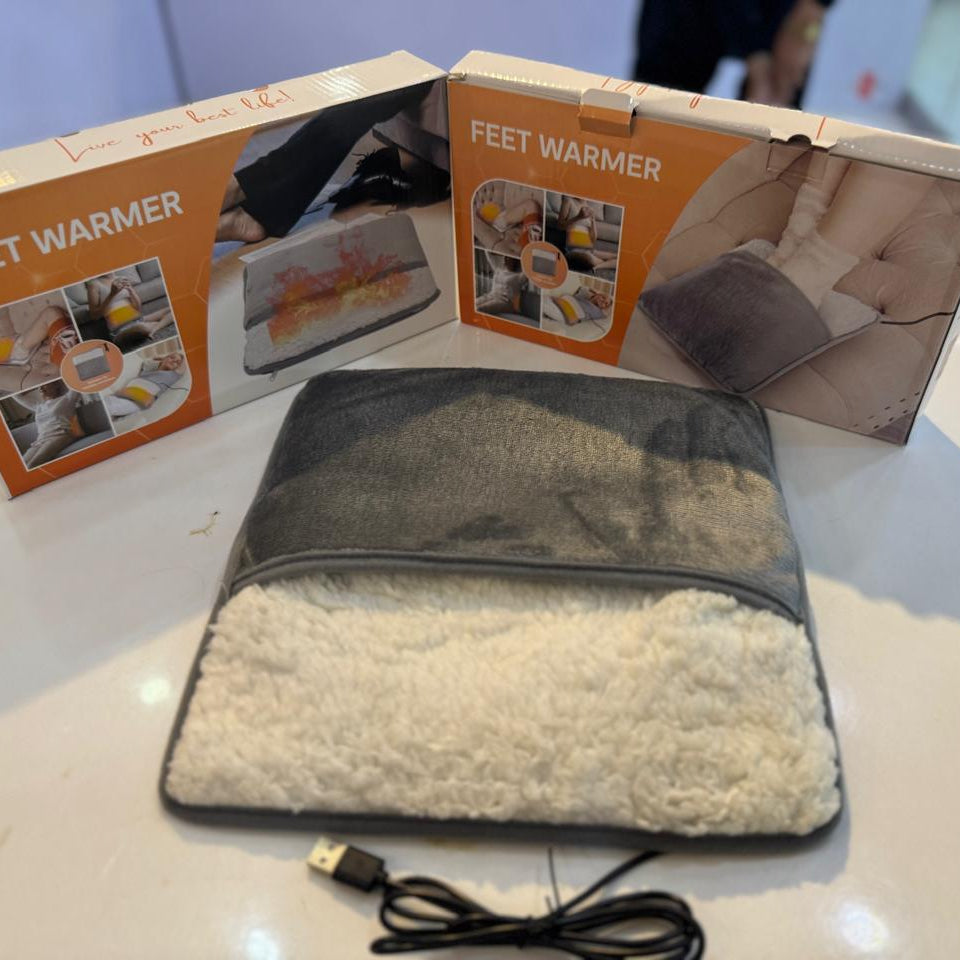 Electric Foot Heating Pad USB Charging Soft Plush Washable Foot Warmer Heater