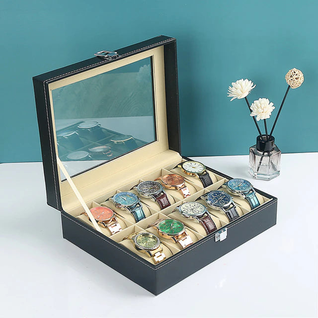 12 Grid Watch organzier in rectagular shape in best quality leather material.