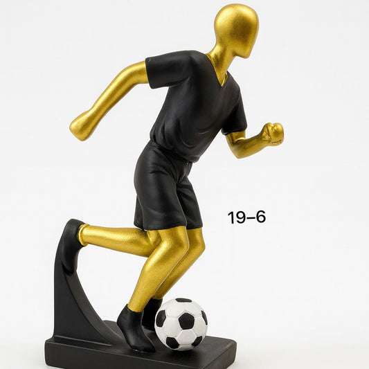 Fiber Man Playing Football Statue 20x9cm Size