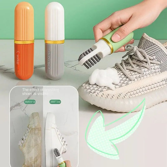 3in1 Shoe Brush with Dispensing Bottles Soft Bristled Wash Shoe Cleaning Tools
