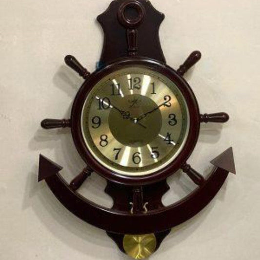Anchor Wall Clock In Elegant Brown And Golden Tones.