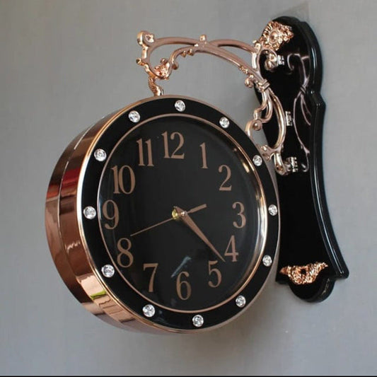 Modern Luxury Double-Sided Silent Quartz Wall Clock For Living Room & Restaurant Decor