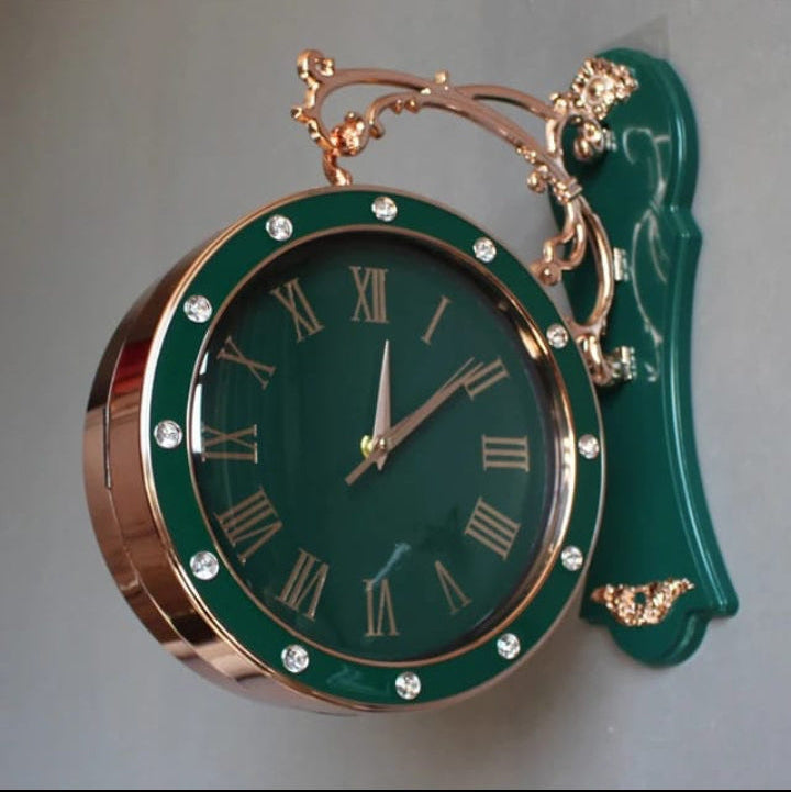 Modern Luxury Double-Sided Silent Quartz Wall Clock For Living Room & Restaurant Decor