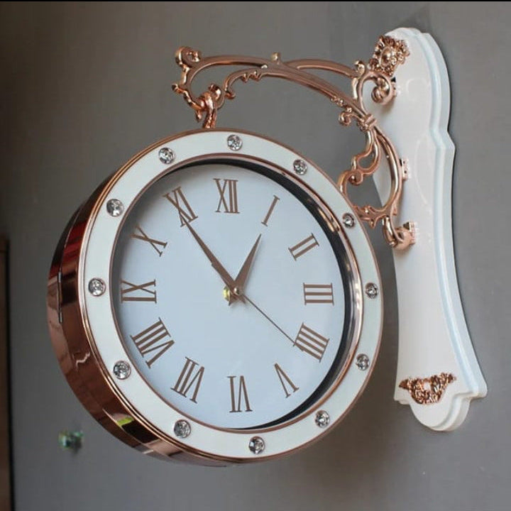 Modern Luxury Double-Sided Silent Quartz Wall Clock For Living Room & Restaurant Decor