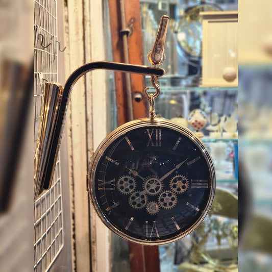 Double Sided Wall Clock Gears Moving