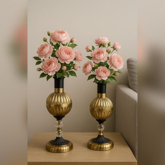 2pcs Metal Vase(Without Flowers) Small Size: 11inch Big Size: 13.5inch